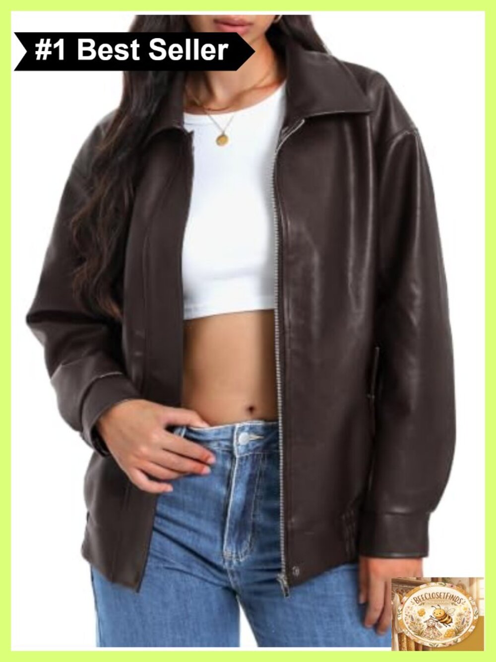 Faux Leather Oversized Motorcycle Jacket Zipper Coat